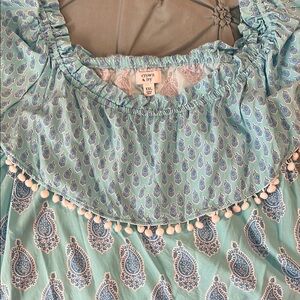 Crown & Ivy Green Embellished Ruffled Blouse